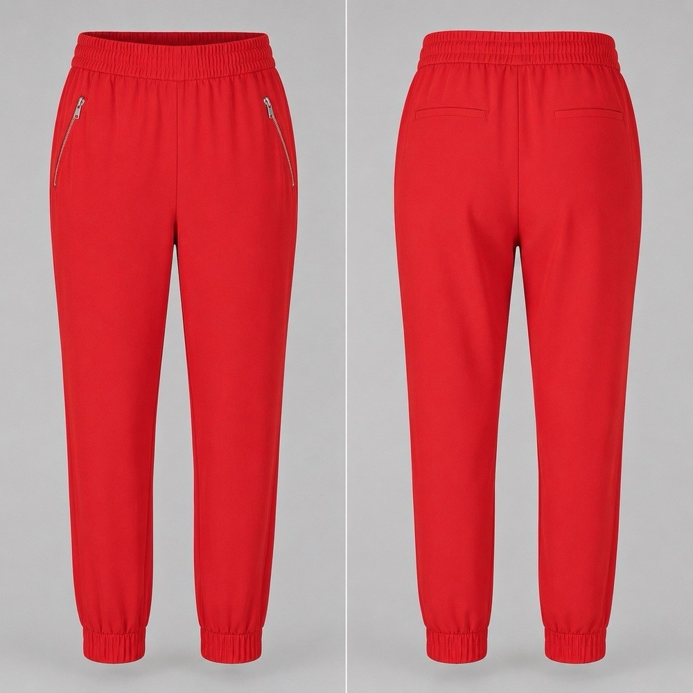 J.Crew Womens Red Pull On Jogger‎ Pants Size 14 Zip Pocket Career Casual Dressy